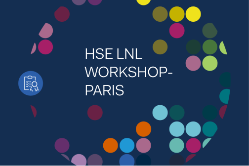 Text LNL Workshop and HSE Paris inside a colorful circular pattern on a dark blue background.